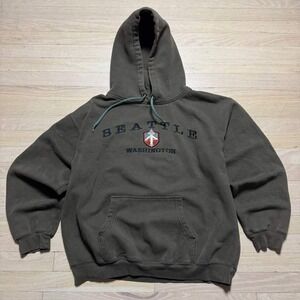 Prairie Mountain Seattle Washington Hoodie Mens Large Green Space